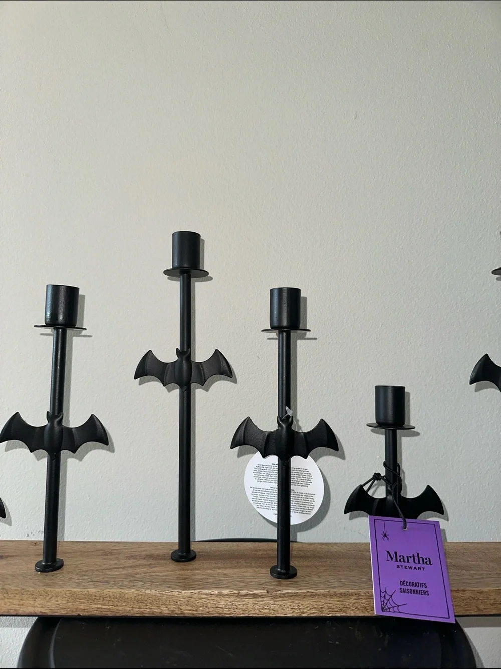Martha Stewart Black Bat Candle Holder Set